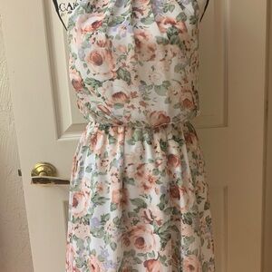 Guess Floral Halter Neck Rose Garden Dress